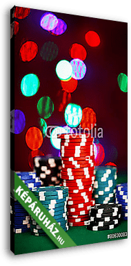 A póker zsetonjai csillogó háttéren - vászonkép 3D látványterv