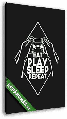 Eat, Play, Sleep, Repeat (fekete, rombusz) - vászonkép 3D látványterv