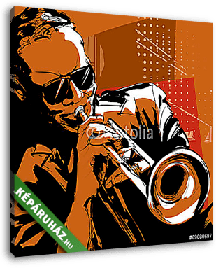 Jazz trombitás játékos - vászonkép 3D látványterv