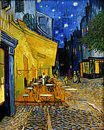 Kávéház terasza éjjel vászonkép, poszter vagy falikép