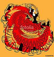 Absztrakt vörös-sárga kép a flamencóról vászonkép, poszter vagy falikép