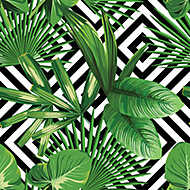 Zöld levelek geometrikus háttéren 2. vászonkép, poszter vagy falikép