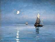 Halászhajók holdfényes este - színverzió 1. vászonkép, poszter vagy falikép