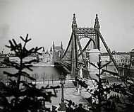 Erzsébet híd, szemben a pesti hídfőnél a Belvárosi templom (1904) vászonkép, poszter vagy falikép