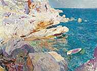 Javea sziklái fehér csónakkal (1905) vászonkép, poszter vagy falikép