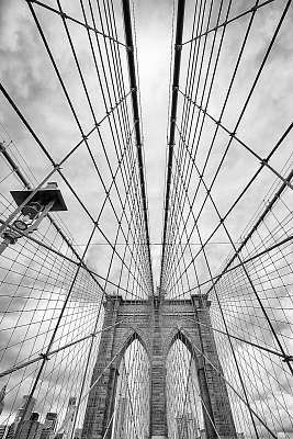 Looking up at the Brooklyn Bridge, New York City, USA. (bögre) - vászonkép, falikép otthonra és irodába