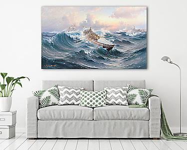 Csónak a tengeren (vászonkép) - vászonkép, falikép otthonra és irodába