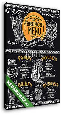 Brunch restaurant menu. Vector food flyer for bar and cafe. Desi - vászonkép 3D látványterv