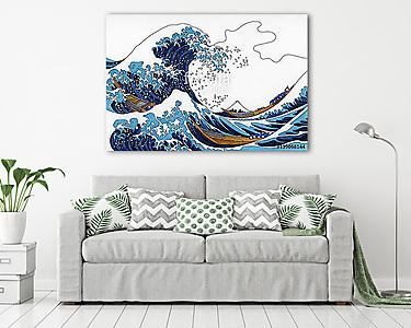 A nagy hullám Kanagavánál átdolgozás  (vászonkép) - vászonkép, falikép otthonra és irodába