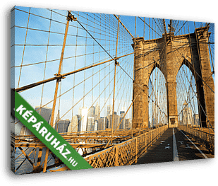Brooklyn Bridge napkelte napján, New York City - vászonkép 3D látványterv