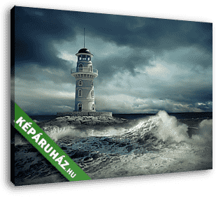 Világítótorony hullámok között - vászonkép 3D látványterv