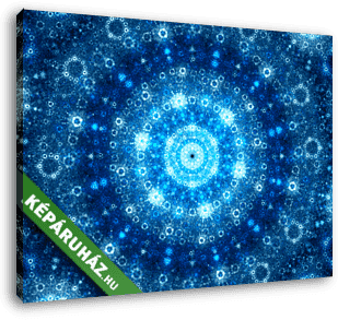 Blue glowing spherical fractal artwork - vászonkép 3D látványterv