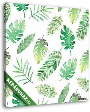 Zöld vegyes levelek tapétaminta - vászonkép 3D látványterv