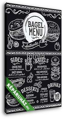 Bagels restaurant menu. Vector sandwich food flyer for bar and c - vászonkép 3D látványterv