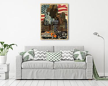 New York vintage poster.	 (vászonkép) - vászonkép, falikép otthonra és irodába