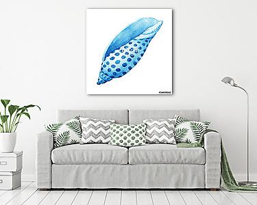 Illustrations of blue sea shells. Marine design. Hand drawn wate (vászonkép) - vászonkép, falikép otthonra és irodába