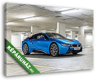 BMW i8 Blue Side Garage - vászonkép 3D látványterv