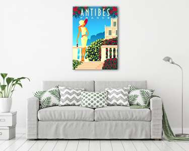 Utazás poszter - Antibes, Franciaország (vászonkép) - vászonkép, falikép otthonra és irodába