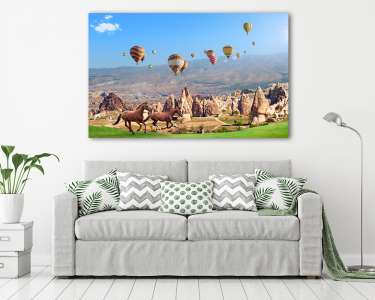 Vadlovak és hőlégballonok, Cappadocia (vászonkép) - vászonkép, falikép otthonra és irodába