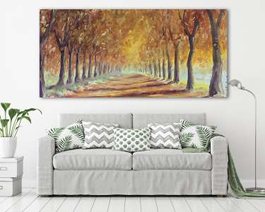 Út az őszi erdőben (olajfestmény reprodukció) (vászonkép) - vászonkép, falikép otthonra és irodába