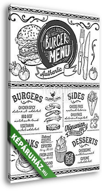 Burger menu restaurant, food template. - vászonkép 3D látványterv