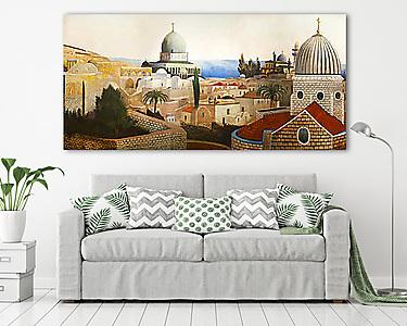 Templomtéri kilátás a Holt-tengerre Jeruzsálemben (vászonkép) - vászonkép, falikép otthonra és irodába