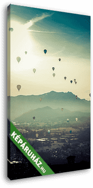 Hőlégballonok sziluettje - vászonkép 3D látványterv
