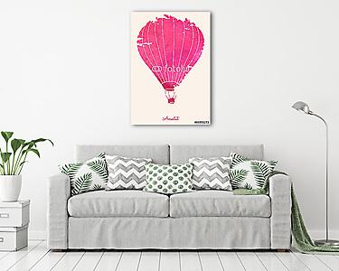 Rózsaszín abstract hőlégballon - akvarell (vászonkép) - vászonkép, falikép otthonra és irodába