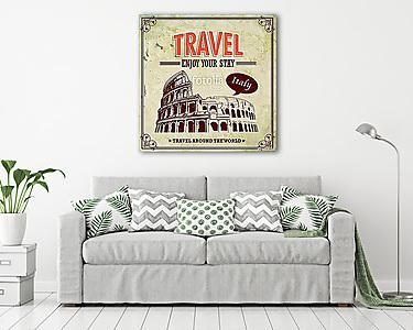 Vintage Travel Olaszország Colosseum Rómában nyaralás címkék (vászonkép) - vászonkép, falikép otthonra és irodába