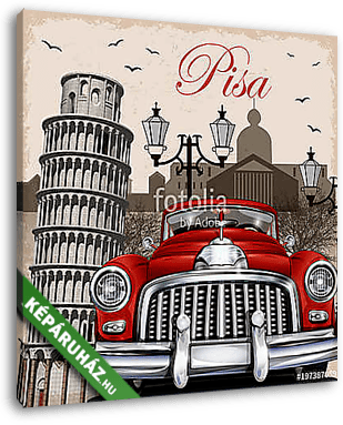 Pisa retro poster. - vászonkép 3D látványterv