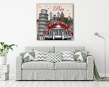 Pisa retro poster. (vászonkép) - vászonkép, falikép otthonra és irodába