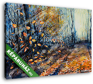 Őszi erdő (akvarell) - vászonkép 3D látványterv