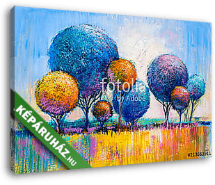 Modern absztrakt többszínű erdő(olajfestmény reprodukció) - vászonkép 3D látványterv