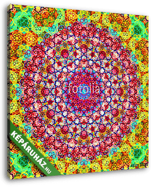 Colorful stained glass mandala kaleidoscope fractal - vászonkép 3D látványterv