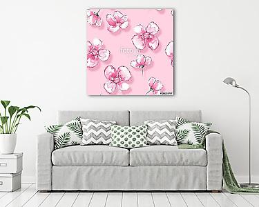 Floral seamless pattern 12. Watercolor background with pink flow (vászonkép) - vászonkép, falikép otthonra és irodába