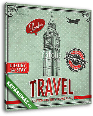 Vintage Big Ben Travel vacation poster - vászonkép 3D látványterv
