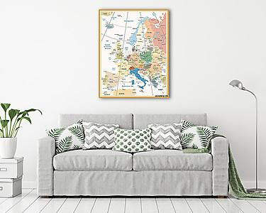 Európa politikai térképe Retro színek (vászonkép) - vászonkép, falikép otthonra és irodába