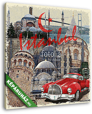 Istanbul vintage poster. - vászonkép 3D látványterv