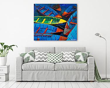 Csónakok napnyugtakor (vászonkép) - vászonkép, falikép otthonra és irodába