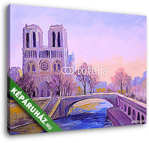 Notre Dame Párizsban(olajfestmény reprodukció) - vászonkép 3D látványterv