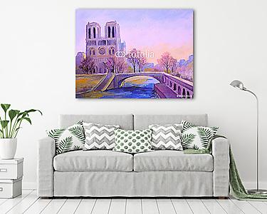 Notre Dame Párizsban(olajfestmény reprodukció) (vászonkép) - vászonkép, falikép otthonra és irodába