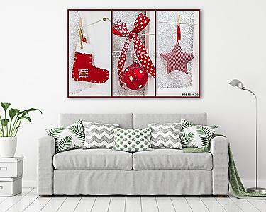 Karácsonyi motívumok vörös és fehér (vászonkép) - vászonkép, falikép otthonra és irodába