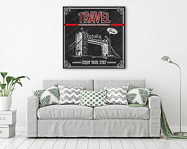 Vintage London Travel ünnepi plakát (vászonkép) - vászonkép, falikép otthonra és irodába