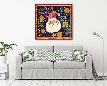 Karácsony vektoros illusztráció vicces Mikulás (vászonkép) - vászonkép, falikép otthonra és irodába