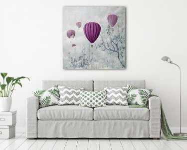Lila hőlégballonok  (vászonkép) - vászonkép, falikép otthonra és irodába