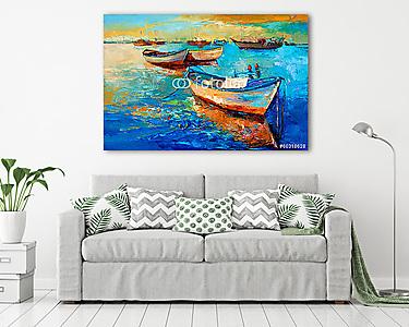 Csónakok a naplementében (vászonkép) - vászonkép, falikép otthonra és irodába