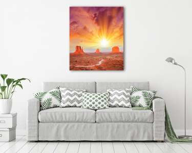 A Monument Valley, Utah. Gyönyörű táj nyári naplementében (vászonkép) - vászonkép, falikép otthonra és irodába