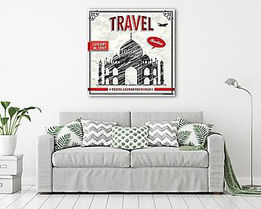 Vintage travel India ünnepi plakát (vászonkép) - vászonkép, falikép otthonra és irodába
