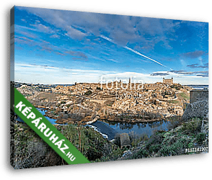 Toledo skyline. Alcazar and the (Tajo) tagus river. UNESCO world - vászonkép 3D látványterv