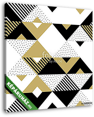 Triangle geometric abstract golden seamless pattern. Vector back - vászonkép 3D látványterv